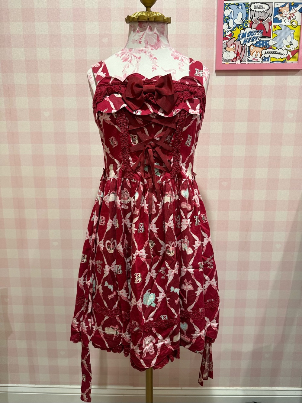 Scarlet Bow-Front Lace-Up Midi Dress